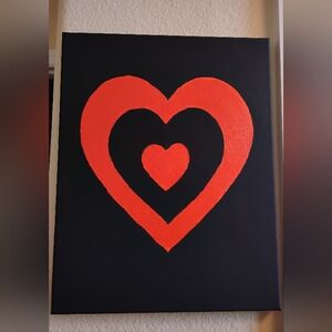 Retro Pop Art Orange Heart Canvas Painting Decor